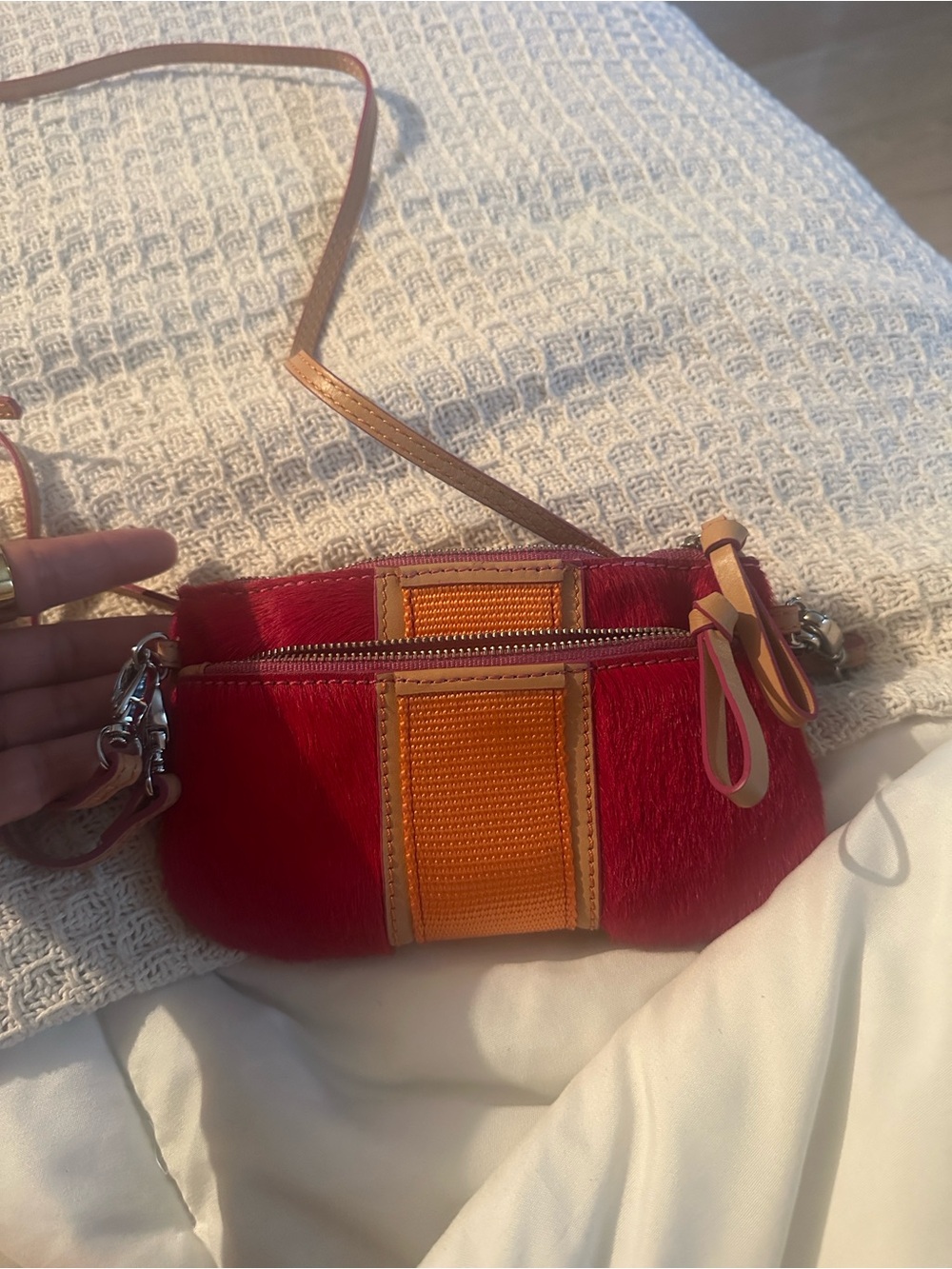 Vibrant Red Mini Crossbody with Orange Accent